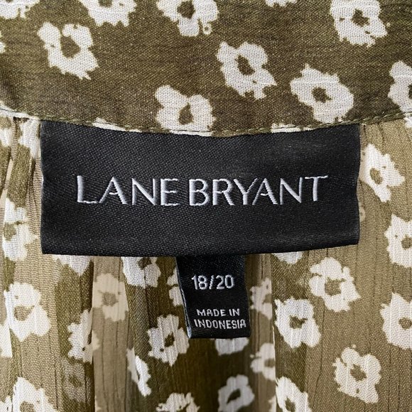 Lane Bryant, Size 18/20, Long Sleeve, Forest Green Sheer, Floral, Button Down - Picture 3 of 5